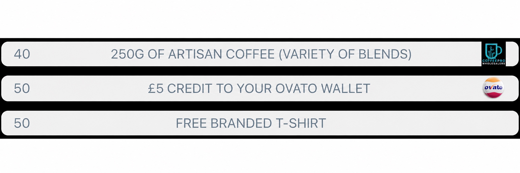 The Rewards Hub rewards list showing a £5 credit to your Ovato wallet reward.